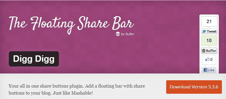 Top 16 Free Social Sharing Plugins For WordPress 17 WordPress plugin Digg Digg