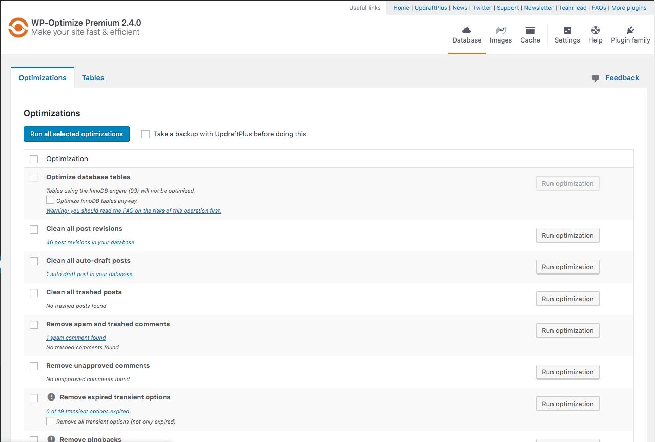 Improve WordPress Database Performance 3 WP Optimize