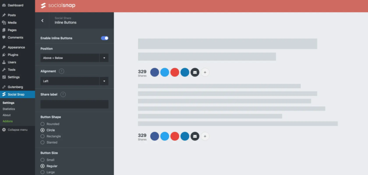 Why WordPress Is The Right Choice For Digital Marketing? (10 Key Benefits) 9 social snap dashboard
