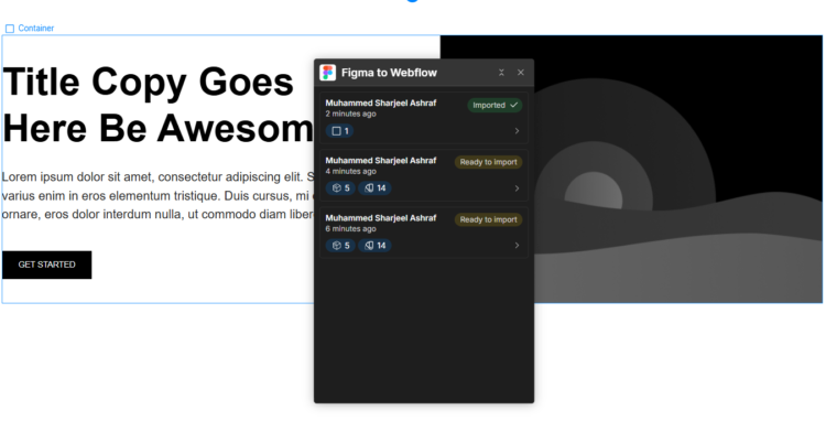 How to Convert PSD to Webflow: 3 Best Methods Explained 20 Figma to Webflow import status window with progress updates